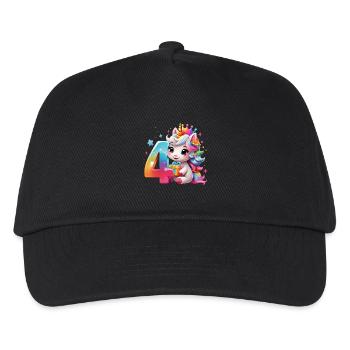 NUMMER 4 JAHRE EINHORN 4. GEBURTSTAG - Kinder Basecap - Schwarz - Vorne