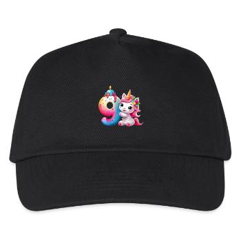 NUMMER 9 JAHRE EINHORN 9. GEBURTSTAG - Kinder Basecap - Schwarz - Vorne