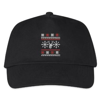 Retro Weihnachtsmuster - Kinder Basecap - Schwarz - Vorne