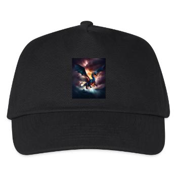 Cool dragon flying over the clouds - Kids’ Baseball Cap - black - Front