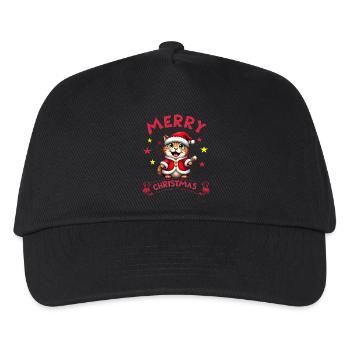 Merry Christmas Catmas kitty funny Santa cat - Kids’ Baseball Cap - black - Front