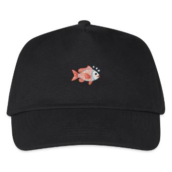 Gestickter Fisch - Kinder Basecap - Schwarz - Vorne