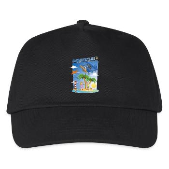 Sonne, Meer, Strand, Plane, Palmen, Insel - Kinder Basecap - Schwarz - Vorne