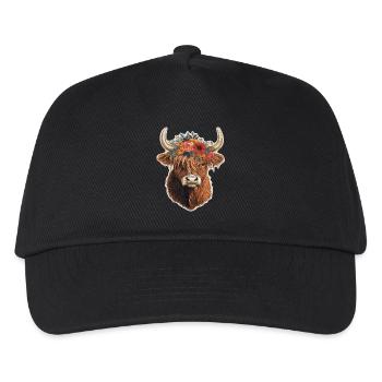 Highland cattle with flowers - Kids’ Baseball Cap - black - Front
