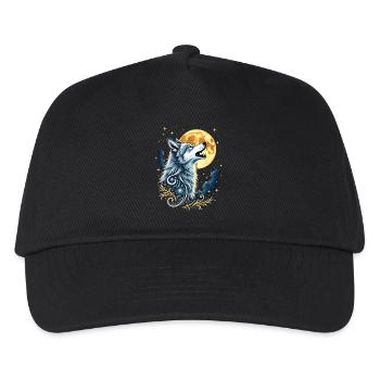 Wolf and Moon – Mystical Work of Art - Kids’ Baseball Cap - black - Front