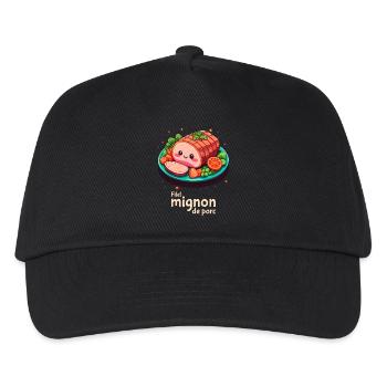 Schweinefilet - Klartext - Kinder Basecap - Schwarz - Vorne