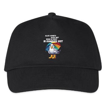 Hamburg Hamburger Möwe Nordsee Nordlicht Lustig - Kinder Basecap - Schwarz - Vorne