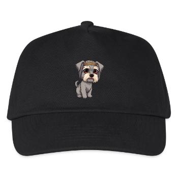 Tibetan Terrier - Gray Dog with Crown Cartoon - Kids’ Baseball Cap - black - Front