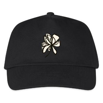 Blumige Schlichtheit - zeitloses Design - Kinder Basecap - Schwarz - Vorne