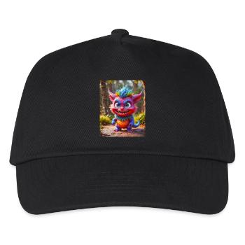 Happy Halloween, süß, Monster, wilde Haare, gruselig, lustig - Kinder Basecap - Schwarz - Vorne