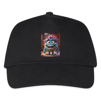 Happy Halloween, süß, Monster, wilde Haare, gruselig, lustig - Kinder Basecap - Schwarz - Vorne