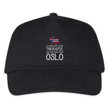 Ich brauche keine Therapie Ich muss nur nach Oslo - Kinder Basecap - Schwarz - Vorne