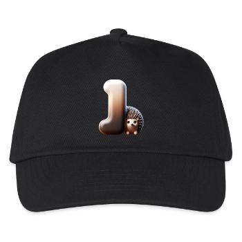 Little hedgehog snuggles up to the letter J - Kids’ Baseball Cap - black - Front