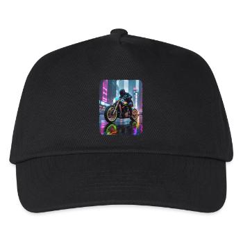 Moto cyberpunk en ville - Casquette de baseball Enfant - noir - Devant
