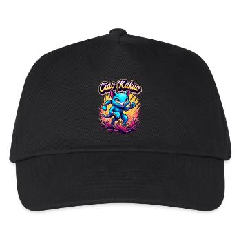 Ciao Kakao rennende Katze Matschlauf Laufshirt - Kinder Basecap - Schwarz - Vorne