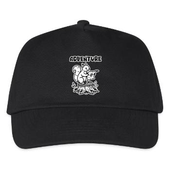 Squirrel Holding a map - "Adventure" Design - Kids’ Baseball Cap - black - Front