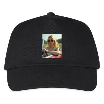 Frau, die ein Cabrio fährt - Kinder Basecap - Schwarz - Vorne