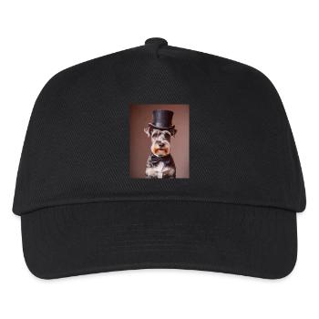 Schnauzer dog wearing top hat and a bow tie - Kids’ Baseball Cap - black - Front