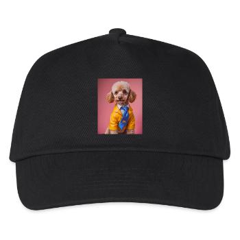 Poodle dog wearing yellow suit and a blue tie - Kids’ Baseball Cap - black - Front