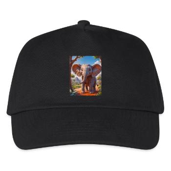 super cute african animals– elephant - Kids’ Baseball Cap - black - Front