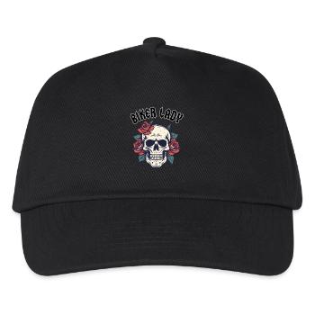 BIKER LADY WITH ROSE - Kinder Basecap - Schwarz - Vorne