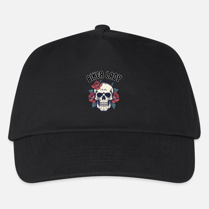 BIKER LADY WITH ROSE - Kinder Basecap - Schwarz