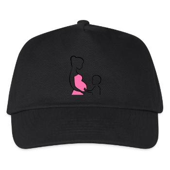 Schwangere mit Sohn Silhouette - Kinder Basecap - Schwarz - Vorne