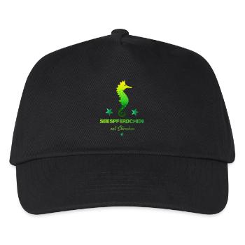 Seepferdchen mit Sternchen Schwimmabzeichen - Kinder Basecap - Schwarz - Vorne