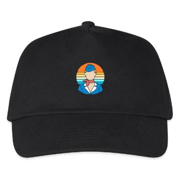 Stewardess Flugbegleiter - Kinder Basecap - Schwarz - Vorne