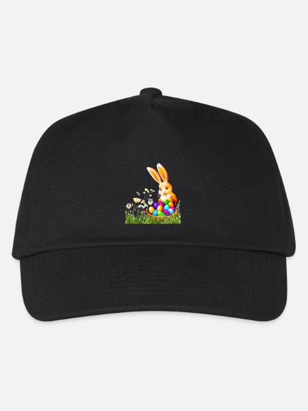 Osterhase mit bunten Eiern - Kinder Basecap - Schwarz