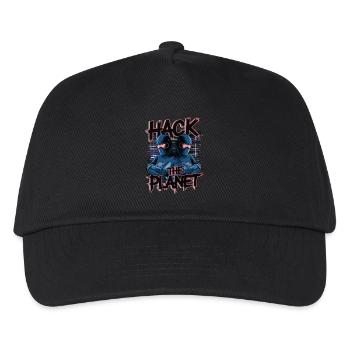 Retro Cyber Hackers – Hack The Planet Glitch Art - Kinder Basecap - Schwarz - Vorne