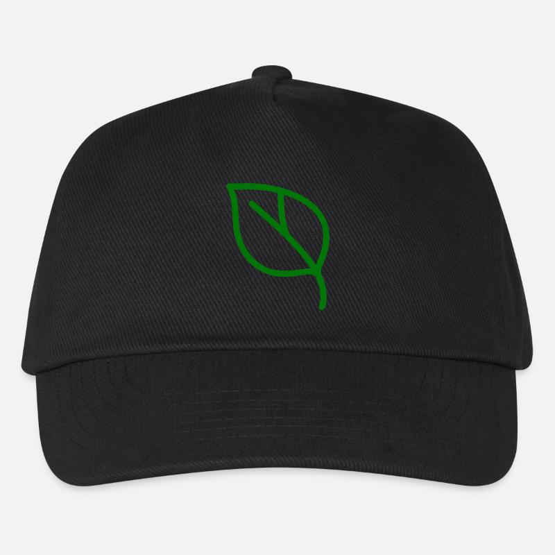 Line Art Blatt – Minimalistisches Pflanzenmotiv - Kinder Basecap - Schwarz