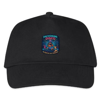 Dachshund Disco – No barking at night - Kids’ Baseball Cap - black - Front