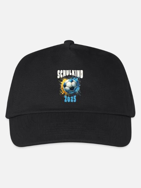 Einschulung Schulkind 2025 Fußball - Kinder Basecap - Schwarz