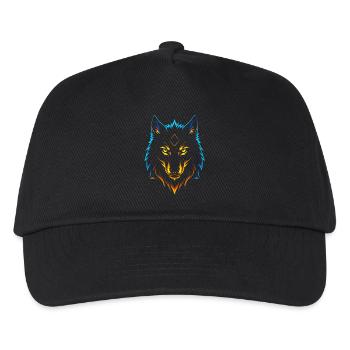 Neon Flammenwolf mit mystischem Diamanten - Kinder Basecap - Schwarz - Vorne