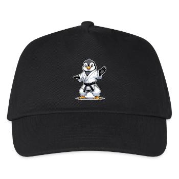 Kampfsport Pinguin- Karate, Kung Fu, Judo - Kinder Basecap - Schwarz - Vorne