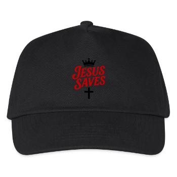 Jesus Rettet Kreuz - Kinder Basecap - Schwarz - Vorne