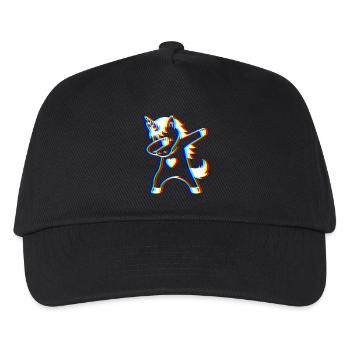 Glitch Dab Einhorn – Trendy Fantasy - Kinder Basecap - Schwarz - Vorne
