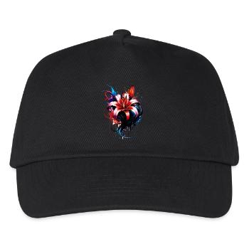 tinte,Hibiskus,illustration,malerei,graffiti,Blume - Kinder Basecap - Schwarz - Vorne