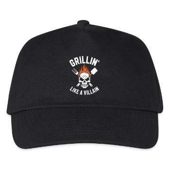 Grillen Schädel Inferno T-Shirt Design - Kinder Basecap - Schwarz - Vorne