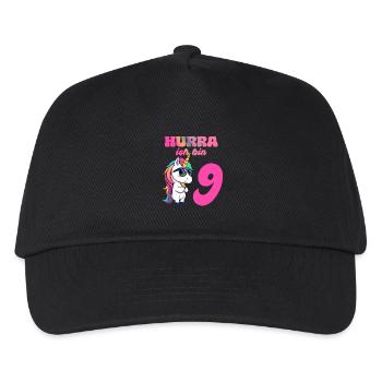 Licorne d’anniversaire des enfants de 9 ans - Hourra j’ai 9 ans - Casquette de baseball Enfant - noir - Devant