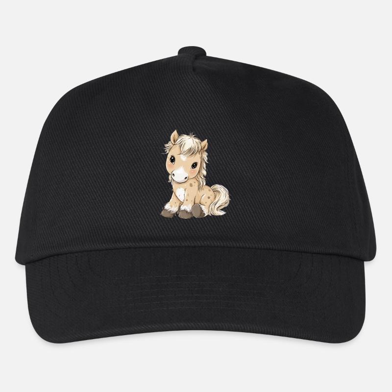 Süßes Baby Pony Pferd - Kinder Basecap - Schwarz