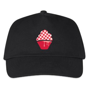 Stilisierter Cupcake mit Karo-Topping - Kinder Basecap - Schwarz - Vorne
