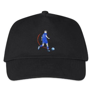 Fussballspieler mit Ball - Kinder Basecap - Schwarz - Vorne