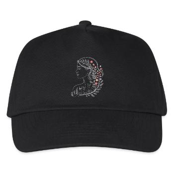 Florale Frauenporträt mit Wildtieren - Kinder Basecap - Schwarz - Vorne