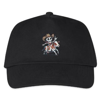 Skelett-Cowboy reitet Kalb - Kinder Basecap - Schwarz - Vorne