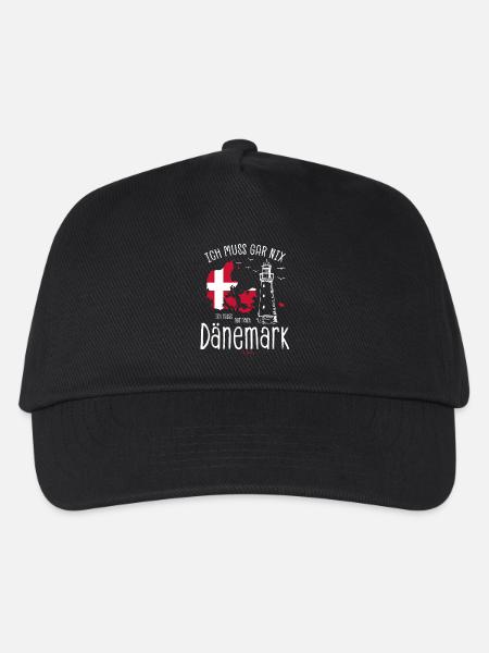 Ich muss nur nach Dänemark Spruch Flagge - Kinder Basecap - Schwarz