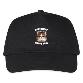 Funny Cat Happy Face - Kids’ Baseball Cap - black - Front