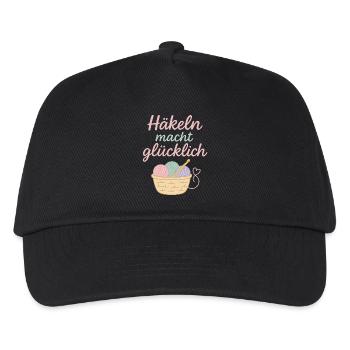 Häkeln macht glücklich - Kinder Basecap - Schwarz - Vorne