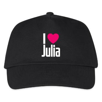 I Love Julia Pinkes Herz Ich liebe Julia - Kinder Basecap - Schwarz - Vorne